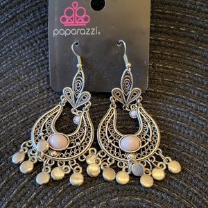 Paparazzi Silver and Gray Chandelier Earrings